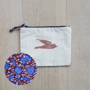 Pochette brodée à la main oiseau 3 S verso